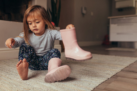 Little girl wearing boots