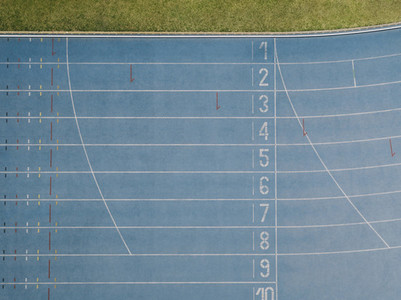 Aerial view of a running track