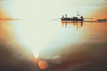 Fishing boat during sunrise