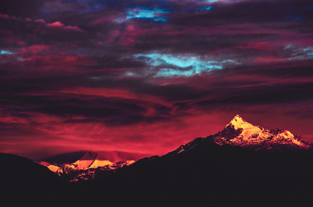 Dramatic sunset over mountains