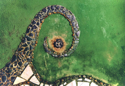 Aged green wall mosaic