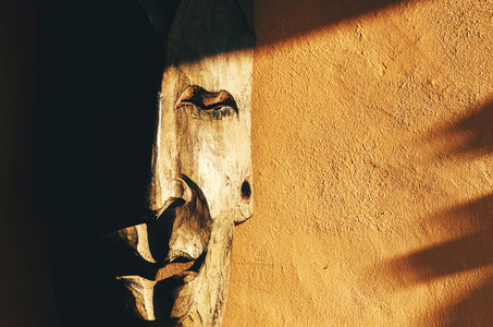Wooden Mask On The Wall