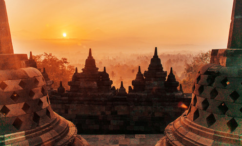 Asian temple at sunrise