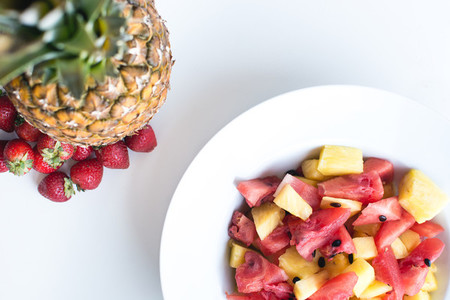 Pineapple and cut watermelon