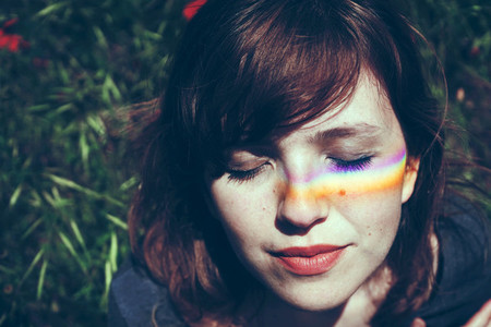 Woman with a rainbow