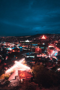 Big old city at night Tbilisi