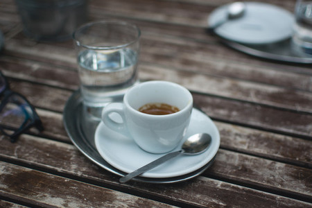 Espresso on a wooden table