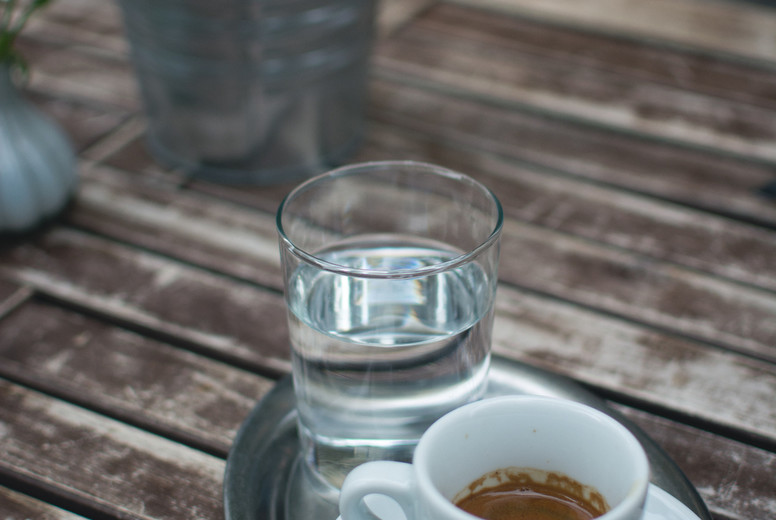 Espresso on a wooden table