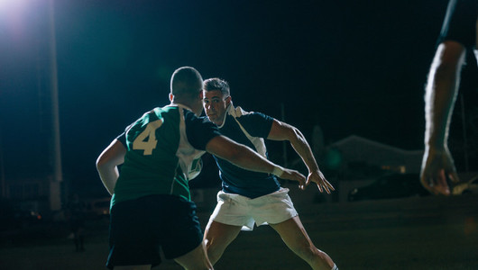 Rugby players in action during game