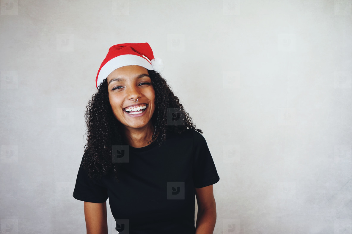 Funny young woman at christmas