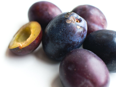 Fresh organic plums detail