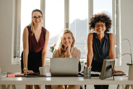 Multiracial businesswomen in office