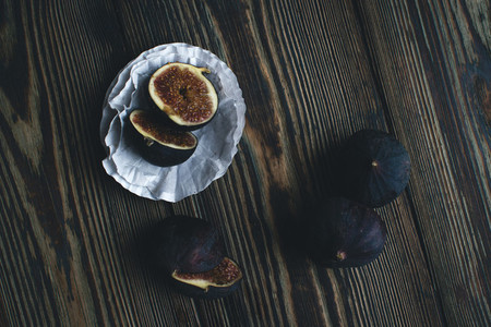 Fresh ripe figs on a wooden