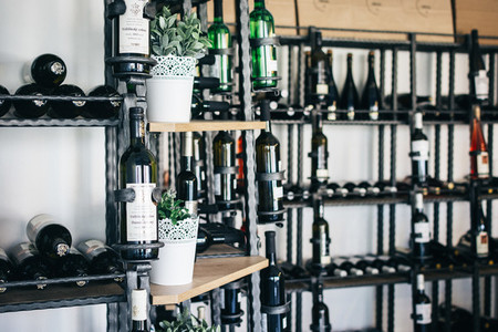 Bottles of wine in wineshop