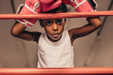 Close up of kid boxer