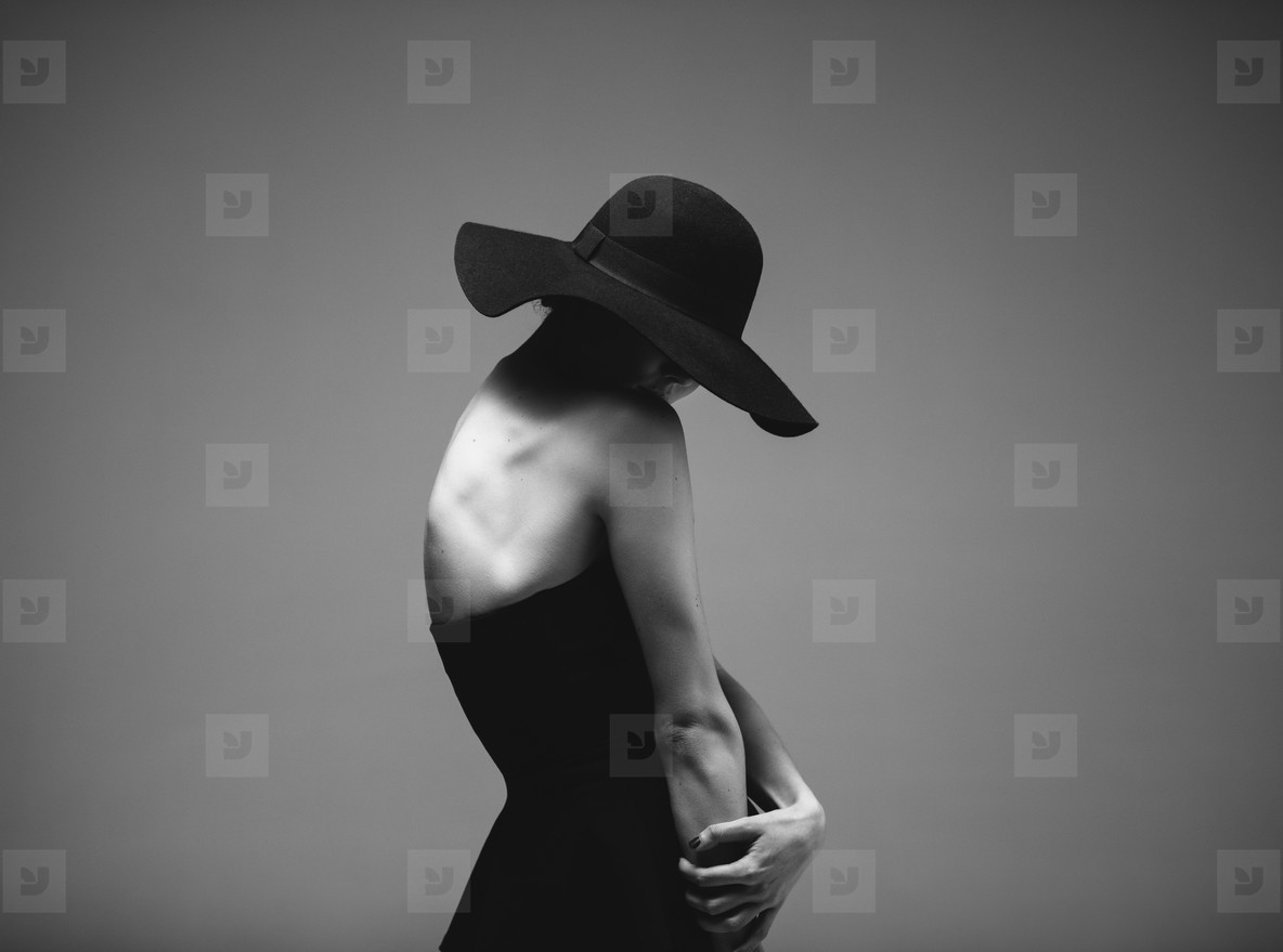 Vintage portrait of sensual woman in black