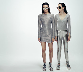 Female models in sliver and steel look