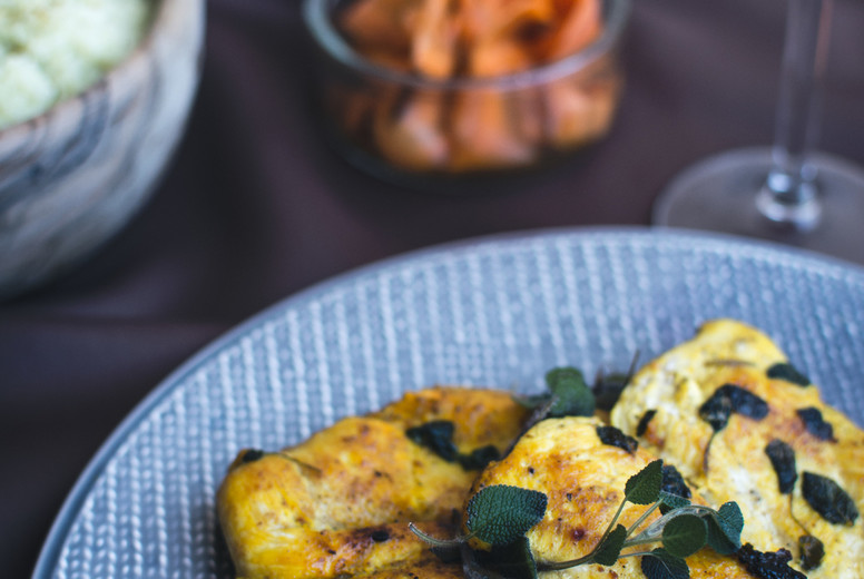 Grilled chicken breasts close up