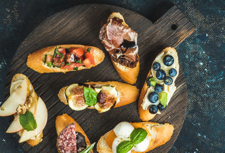 Italian crostini with various toppings