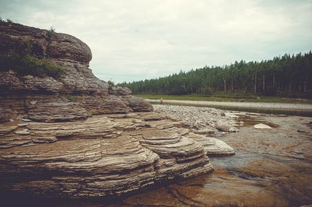 rocks river shore
