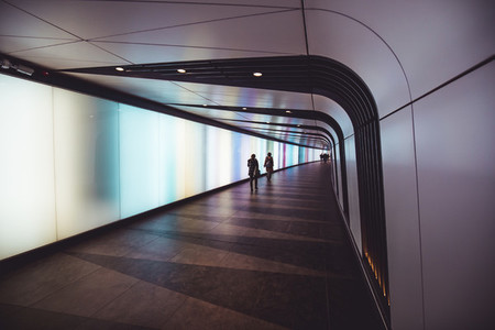 Futuristic modern sci fi moody tunnel background in city London