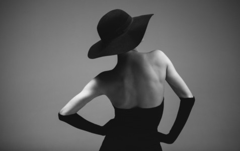 Retro styled woman in black and white