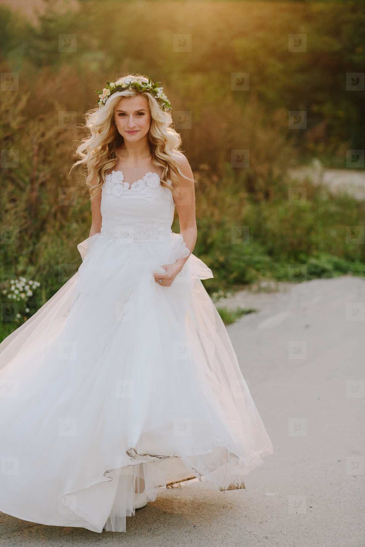 Lady in shop wedding dress