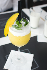 Mango cocktail in restaurant