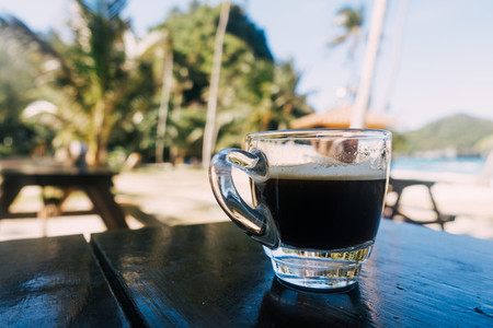 Morning espresso on the beach