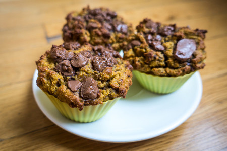 Homemade muffins with chocolate