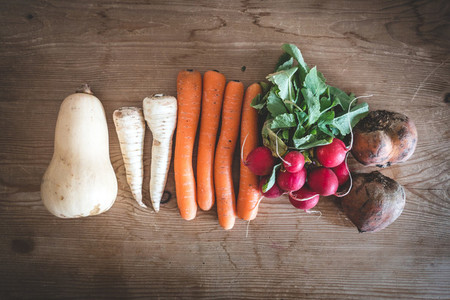 Organic root crops and vegetable