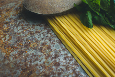 Pasta spaghetti with basil