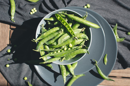 Peas from garden in bowl