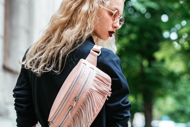 Blonde woman with a bag