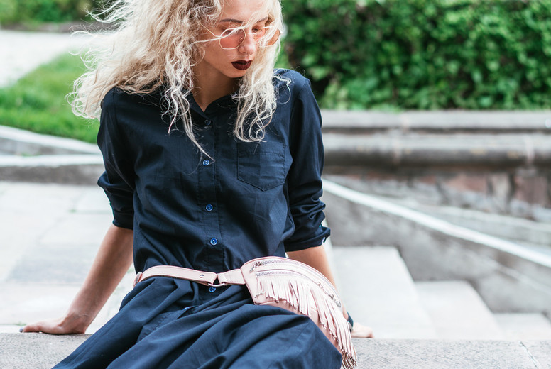 Blonde woman with a bag