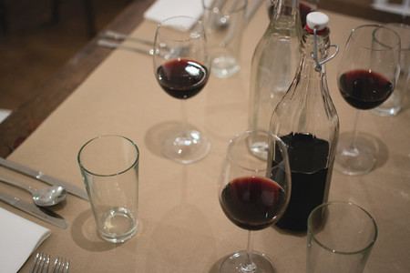 Red wine on a table