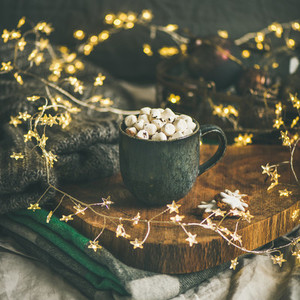 Christmas winter hot chocolate with marshmallows  square crop