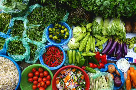 Colorful fresh produce at market