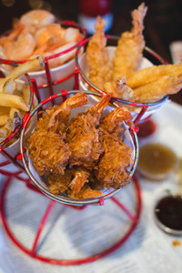Cornets of fried shrimps