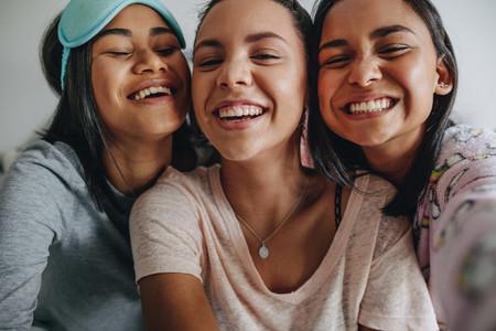 Close up of three girls taking a selfie