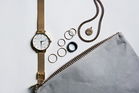 Watch and Jewelry Flat Lay