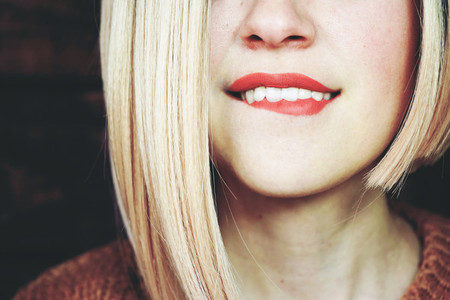 Close up of a sensual blonde woman