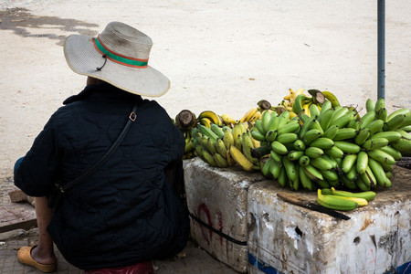 Selling bananas at asian market