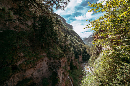View valley and arazas river Ordesa National Park Aragon Pyrenees