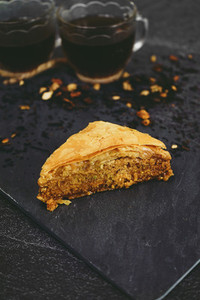 Turkish baklava with organic black tea