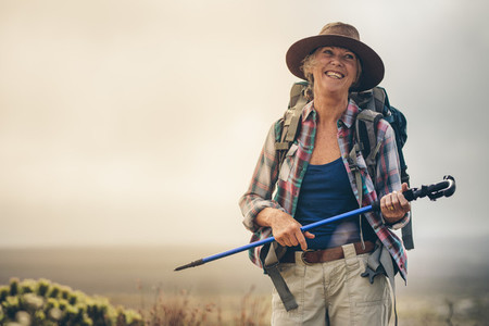 Senior woman enjoying her hiking trip