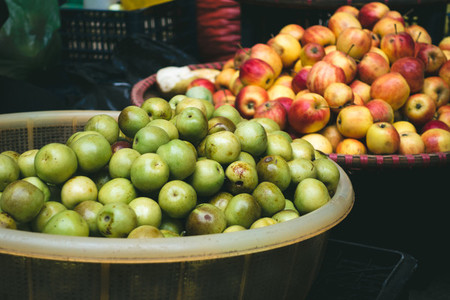 Fresh small apples at market