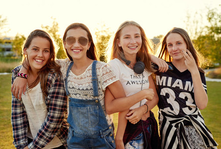 Group of teenage girls hanging out