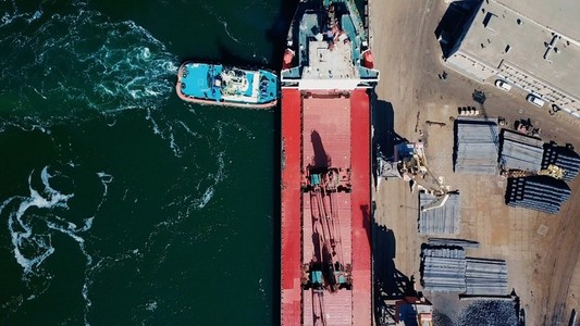 aerial view of terminal in port