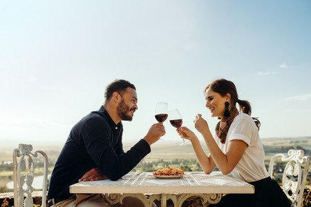 Couple on a romantic wine date